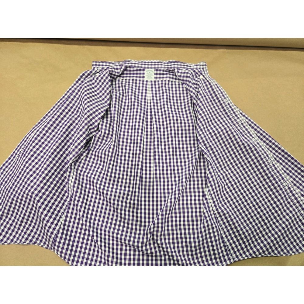 Brooks Brothers Men's Purple Plaid Button Down Cotton Dress Shirt Size M - Picture 12 of 13